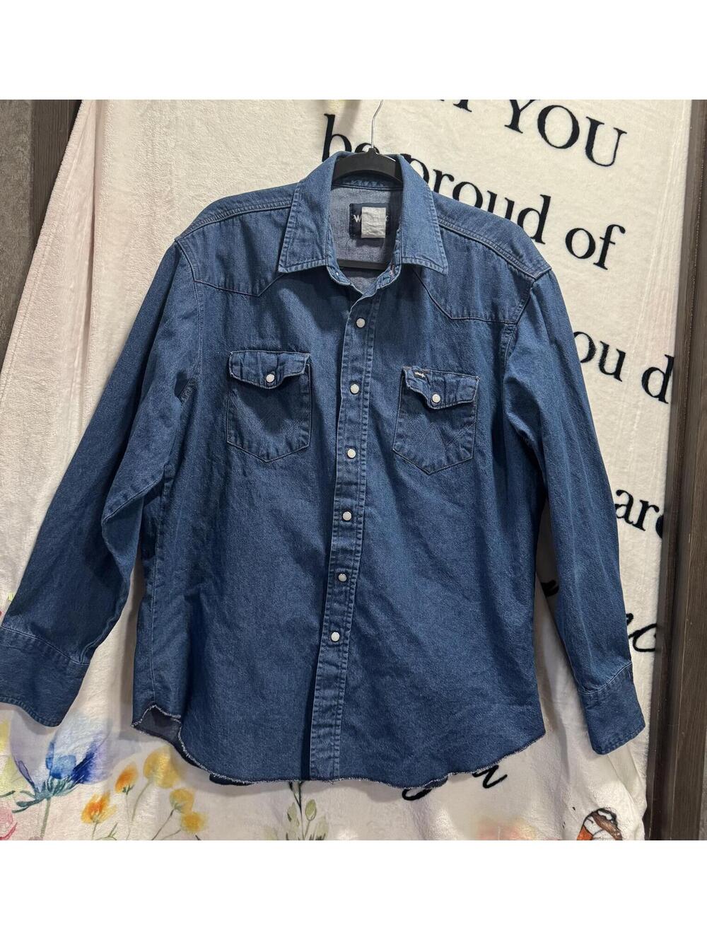 Wrangler Vintage Denim Button-Down Shirt Regular Fit Size XL